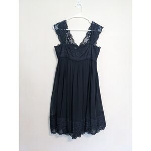 Marchesa Notte 100% Silk Lace Babydoll Mini Dress In Black Size 6